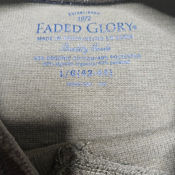 Faded Glory Large Olive Green Striped Long Sleeve V-neck Shirt - Picture 8 of 8